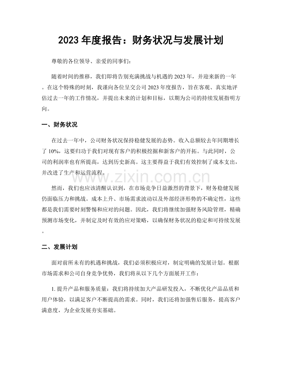 2023年度报告：财务状况与发展计划.docx_第1页