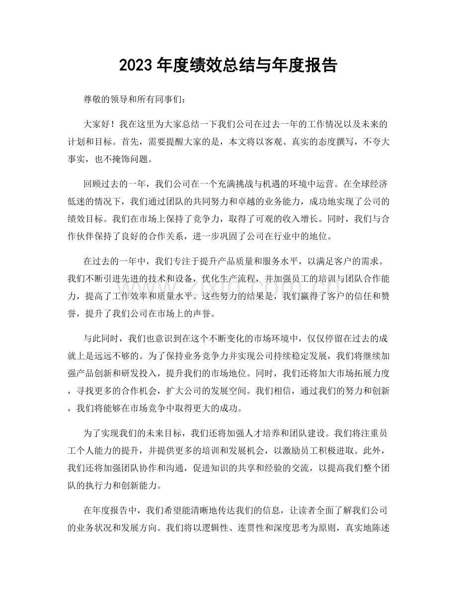 2023年度绩效总结与年度报告.docx_第1页