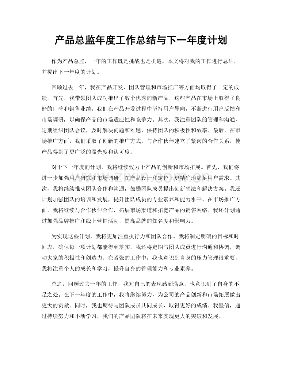 产品总监年度工作总结与下一年度计划.docx_第1页