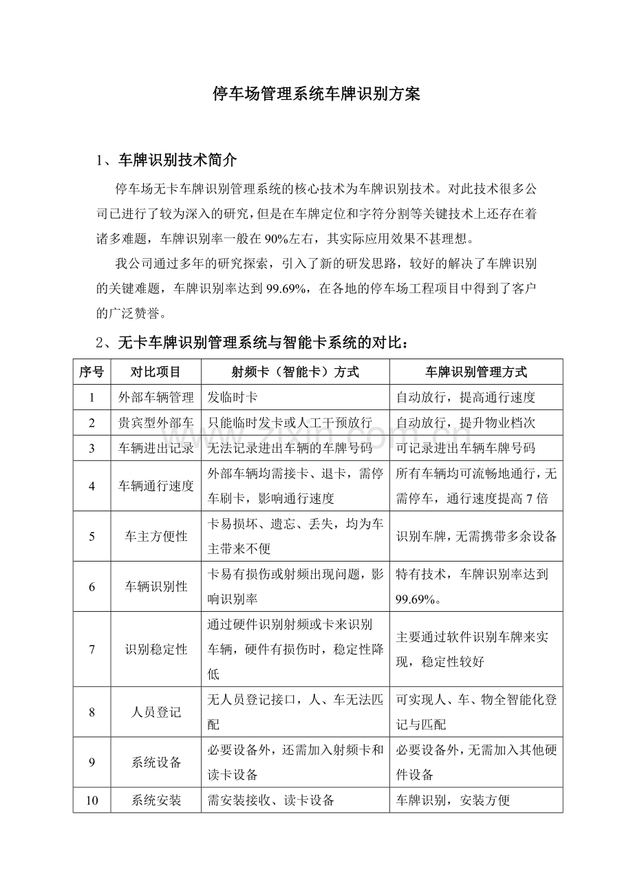 车牌识别智能停车场管理方案.doc_第1页