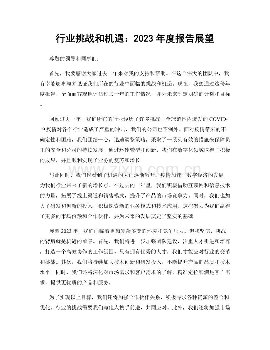 行业挑战和机遇：2023年度报告展望.docx_第1页