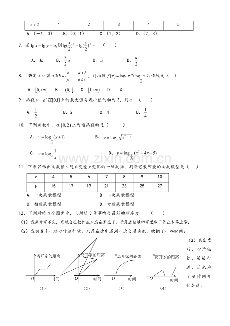 高一数学必修一试题含答案.doc_第2页