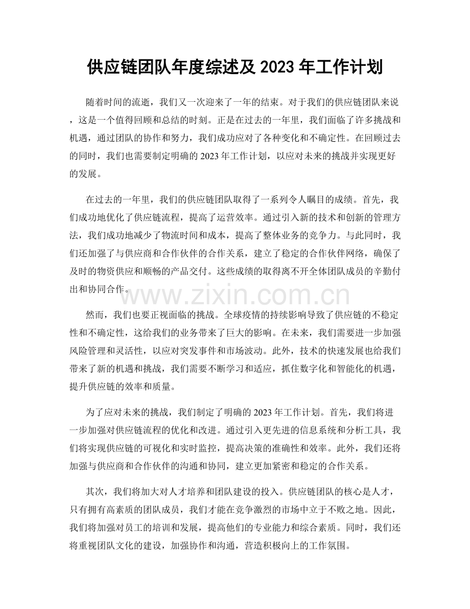 供应链团队年度综述及2023年工作计划.docx_第1页