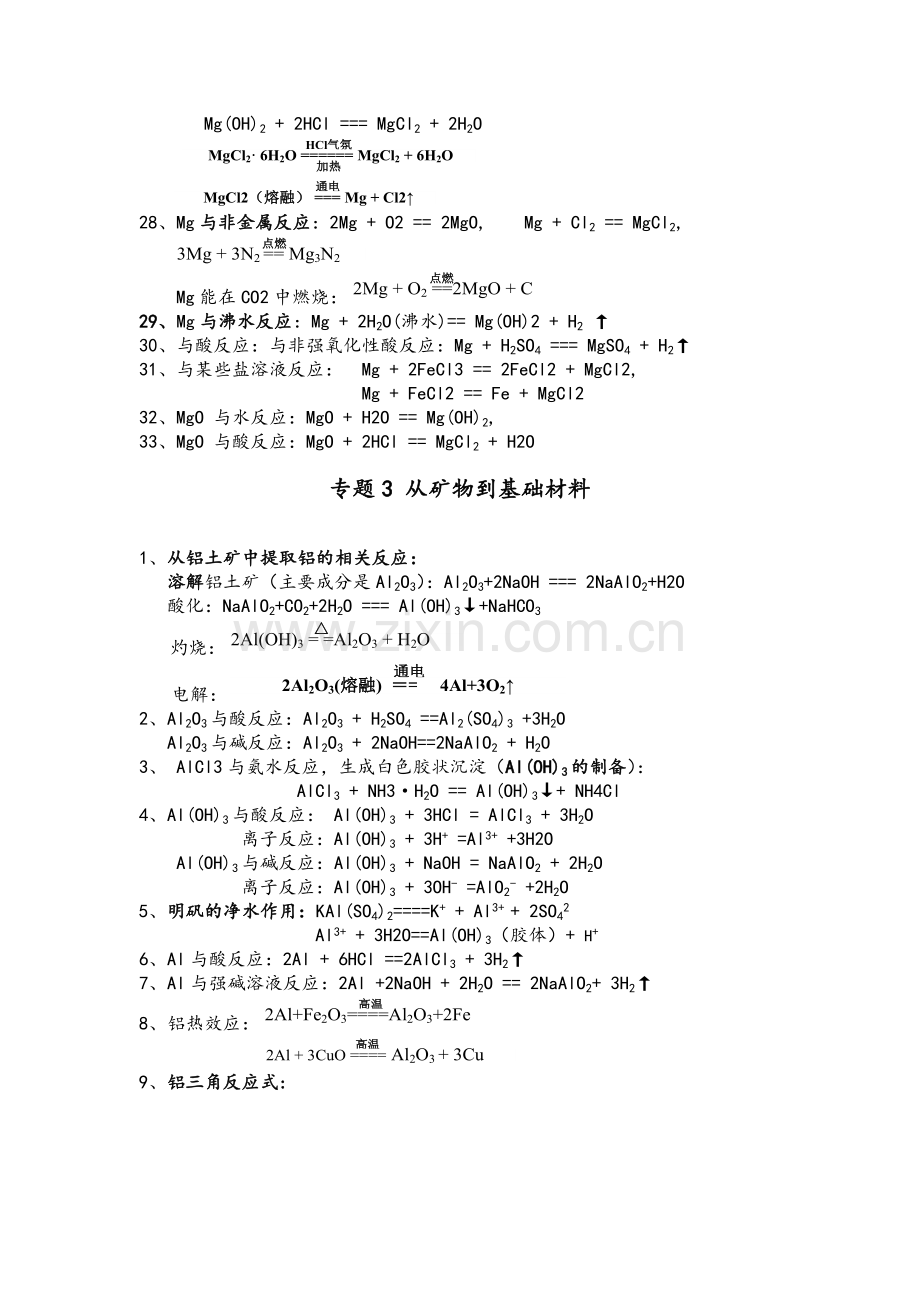 高一化学必修1苏教版化学方程式完全总结.doc_第3页