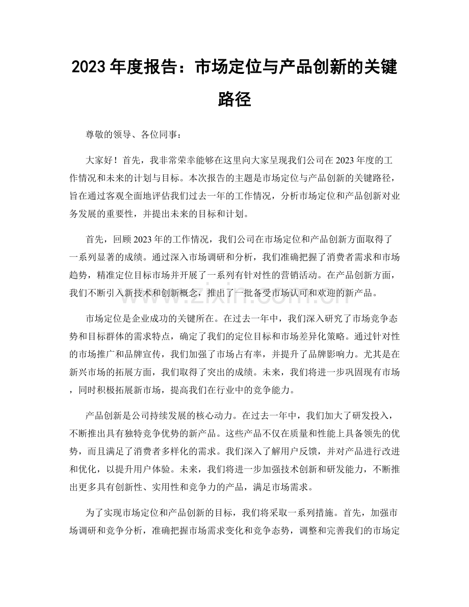 2023年度报告：市场定位与产品创新的关键路径.docx_第1页