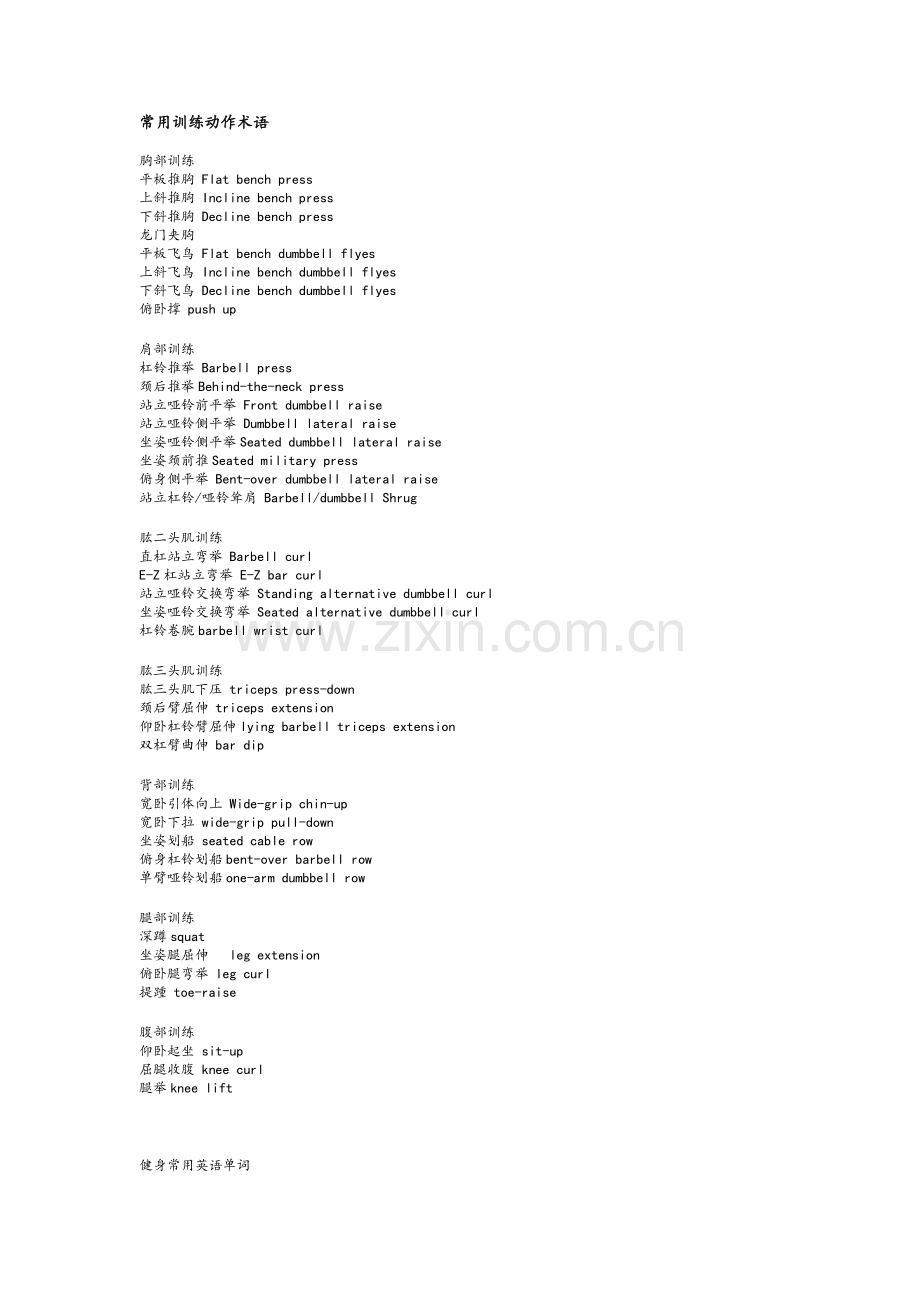 健身会所标准用语中英文.doc_第1页