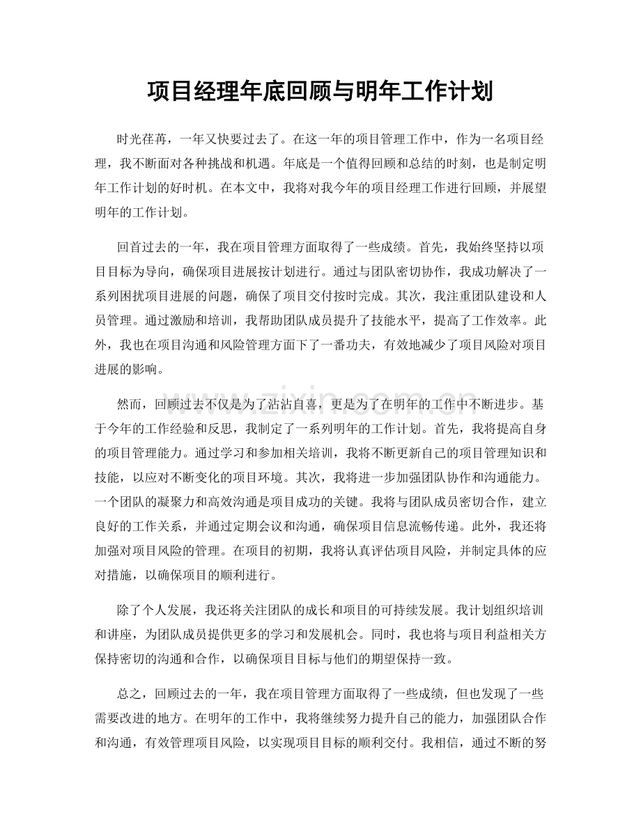 项目经理年底回顾与明年工作计划.docx_第1页