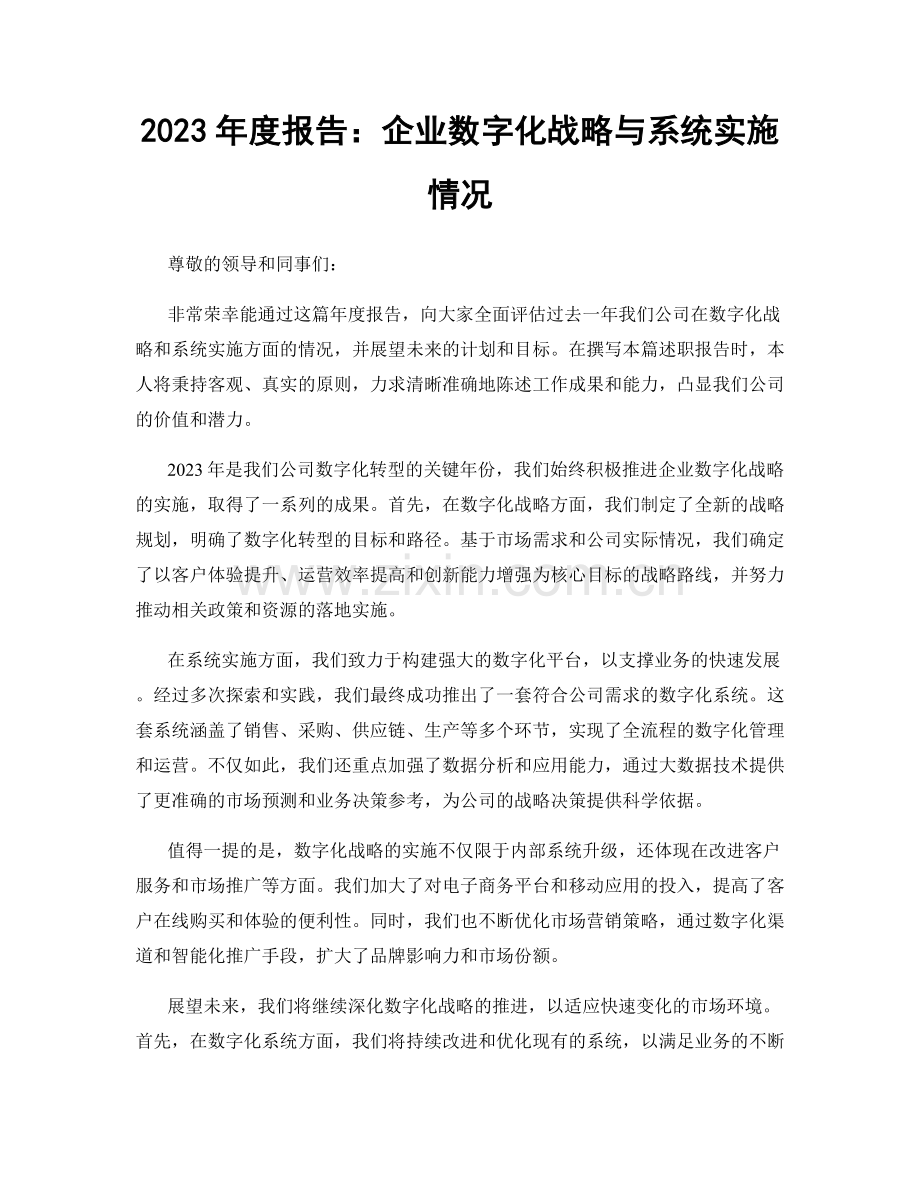 2023年度报告：企业数字化战略与系统实施情况.docx_第1页