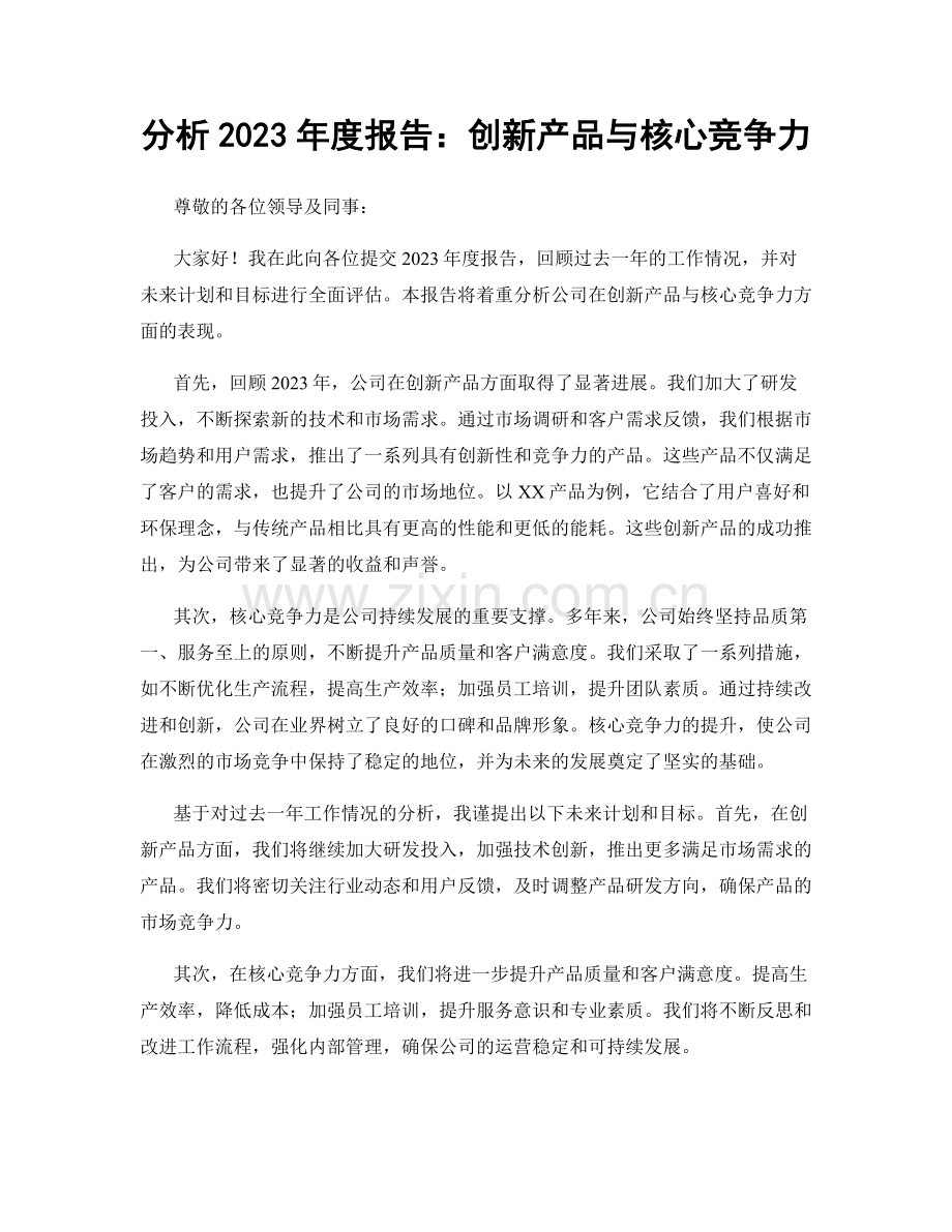 分析2023年度报告：创新产品与核心竞争力.docx_第1页