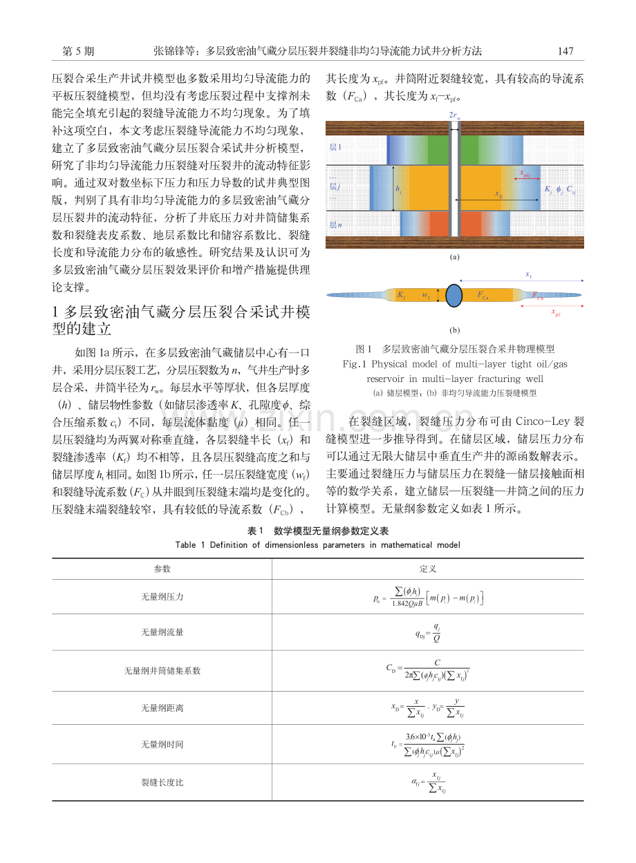 多层致密油气藏分层压裂井裂缝非均匀导流能力试井分析方法.pdf_第3页