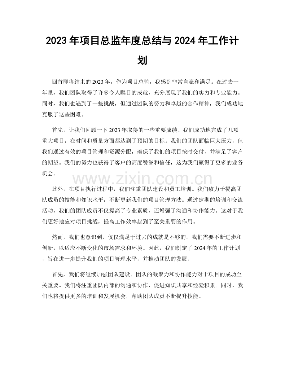 2023年项目总监年度总结与2024年工作计划.docx_第1页