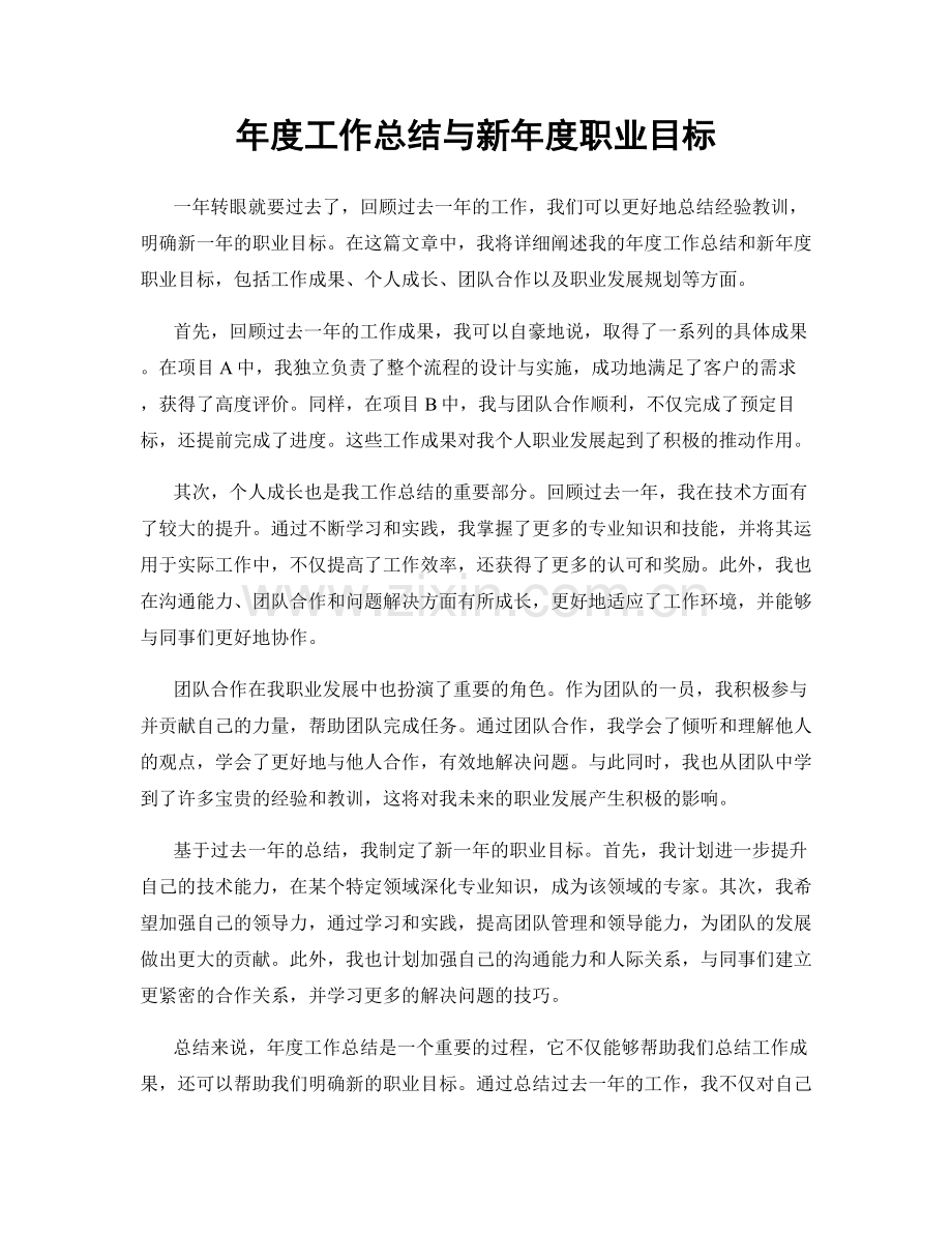 年度工作总结与新年度职业目标.docx_第1页