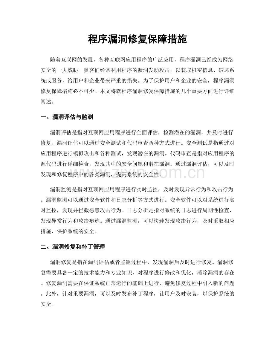 程序漏洞修复保障措施.docx_第1页