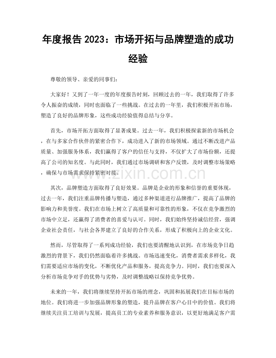 年度报告2023：市场开拓与品牌塑造的成功经验.docx_第1页