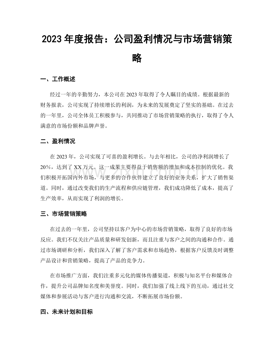 2023年度报告：公司盈利情况与市场营销策略.docx_第1页