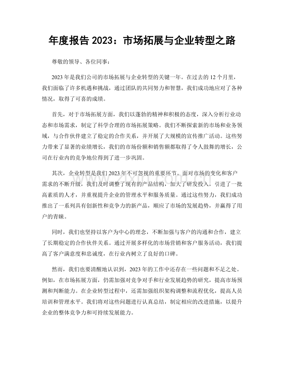 年度报告2023：市场拓展与企业转型之路.docx_第1页