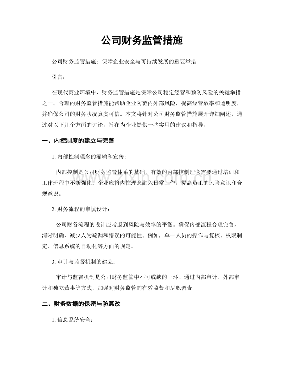 公司财务监管措施.docx_第1页