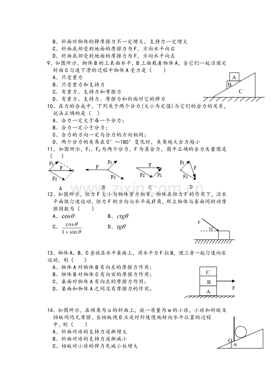 高一物理力的合成与分解试题.doc_第2页