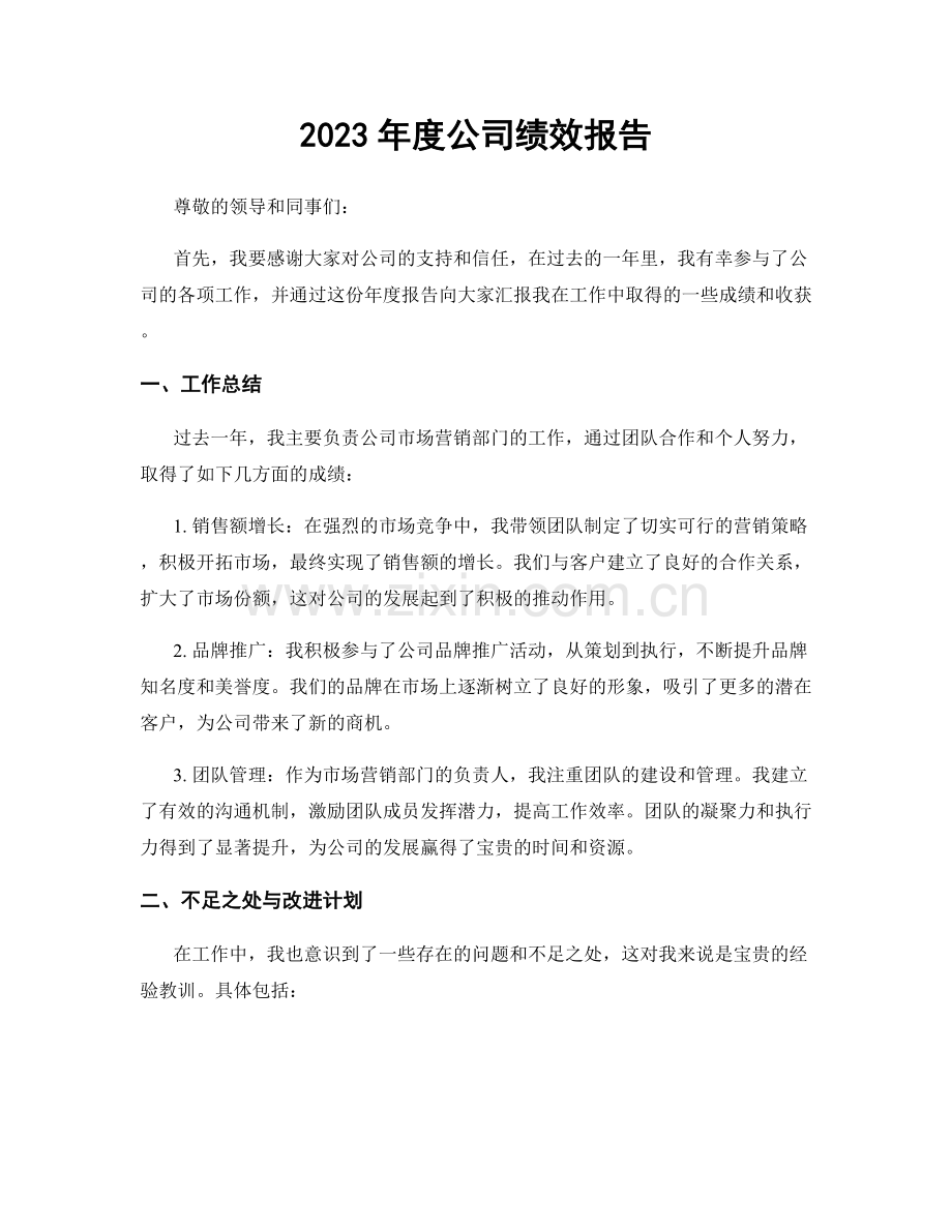 2023年度公司绩效报告.docx_第1页