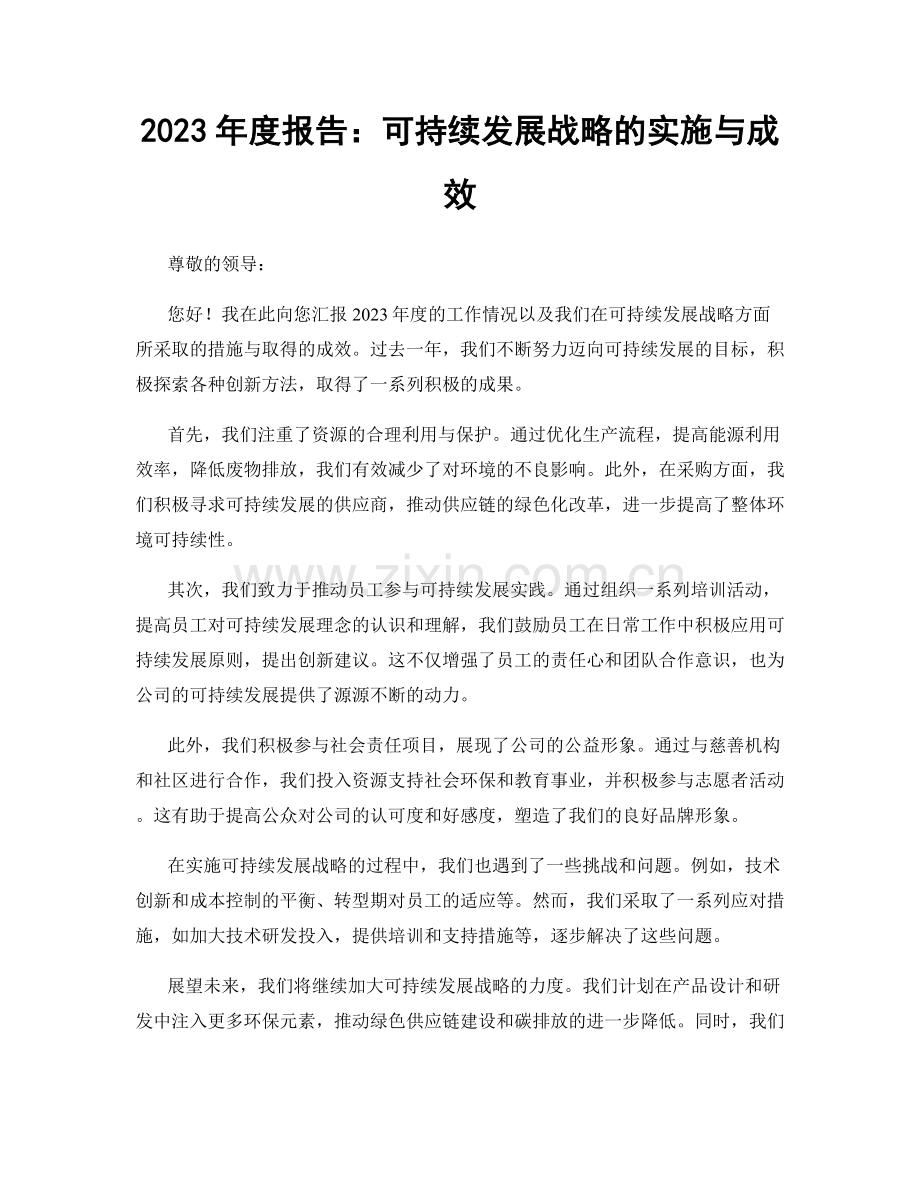 2023年度报告：可持续发展战略的实施与成效.docx_第1页