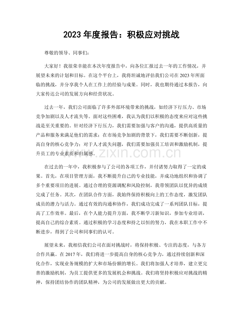 2023年度报告：积极应对挑战.docx_第1页