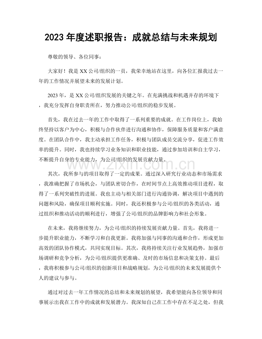 2023年度述职报告：成就总结与未来规划.docx_第1页