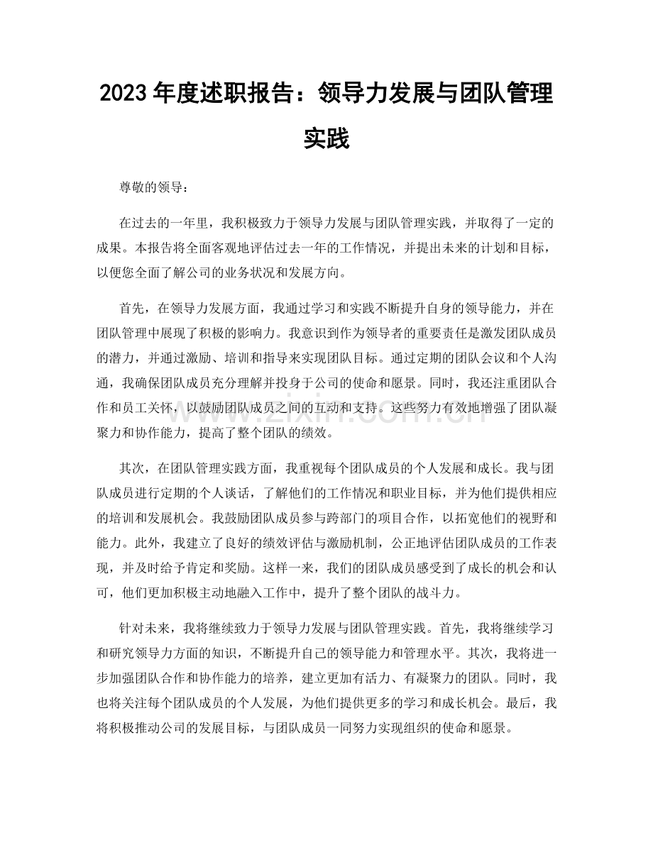 2023年度述职报告：领导力发展与团队管理实践.docx_第1页