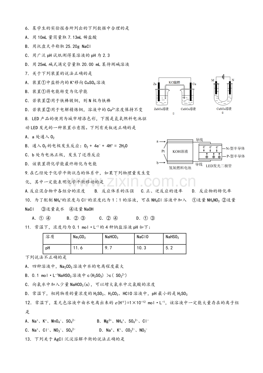 高二化学期末试题.doc_第2页