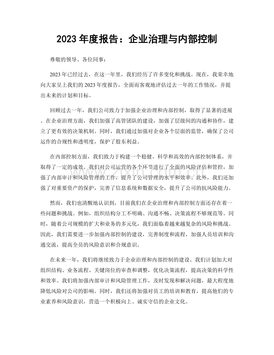 2023年度报告：企业治理与内部控制.docx_第1页