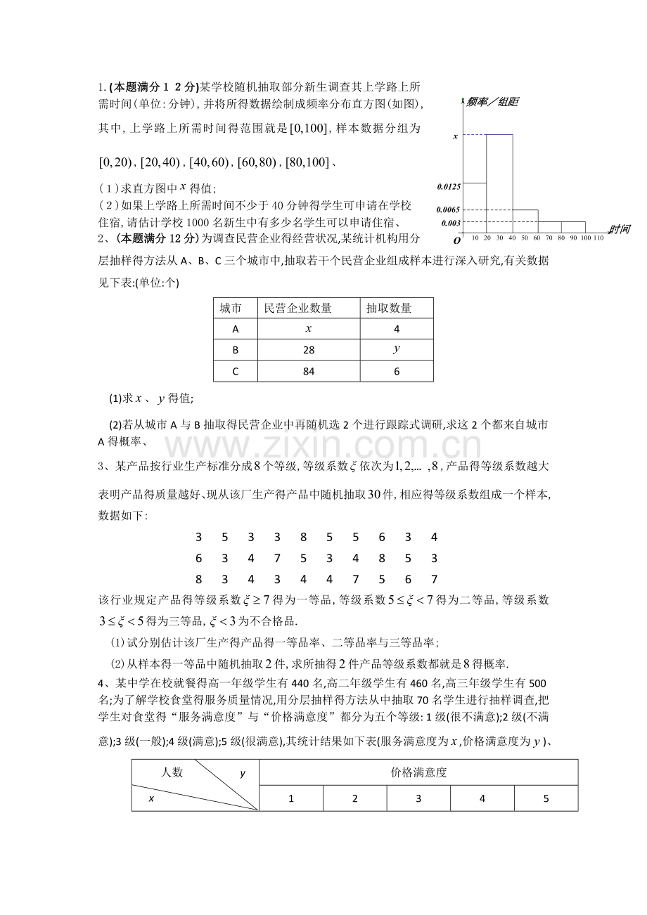 概率频率分布直方图练习题.doc_第1页