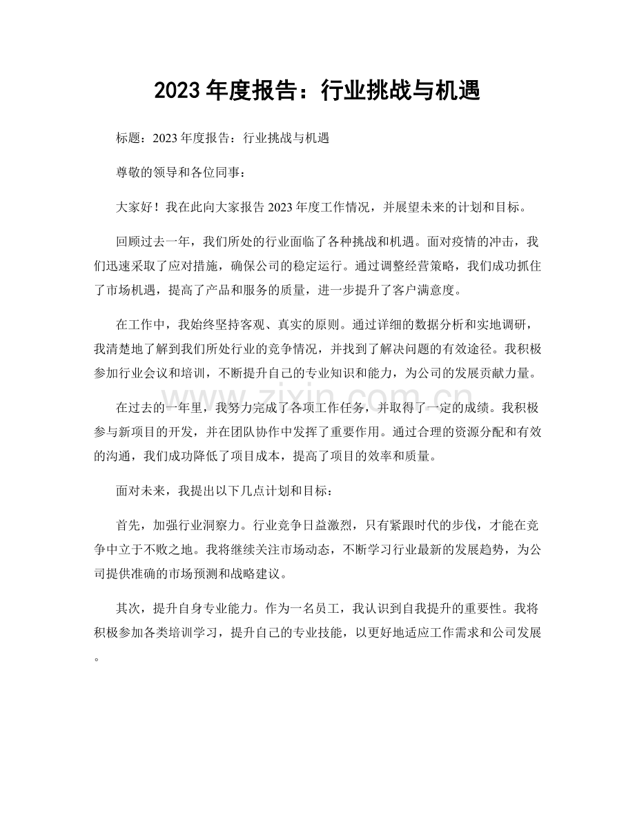 2023年度报告：行业挑战与机遇.docx_第1页