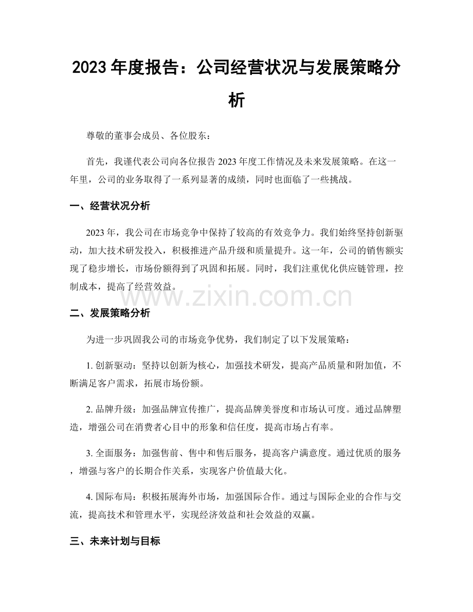 2023年度报告：公司经营状况与发展策略分析.docx_第1页