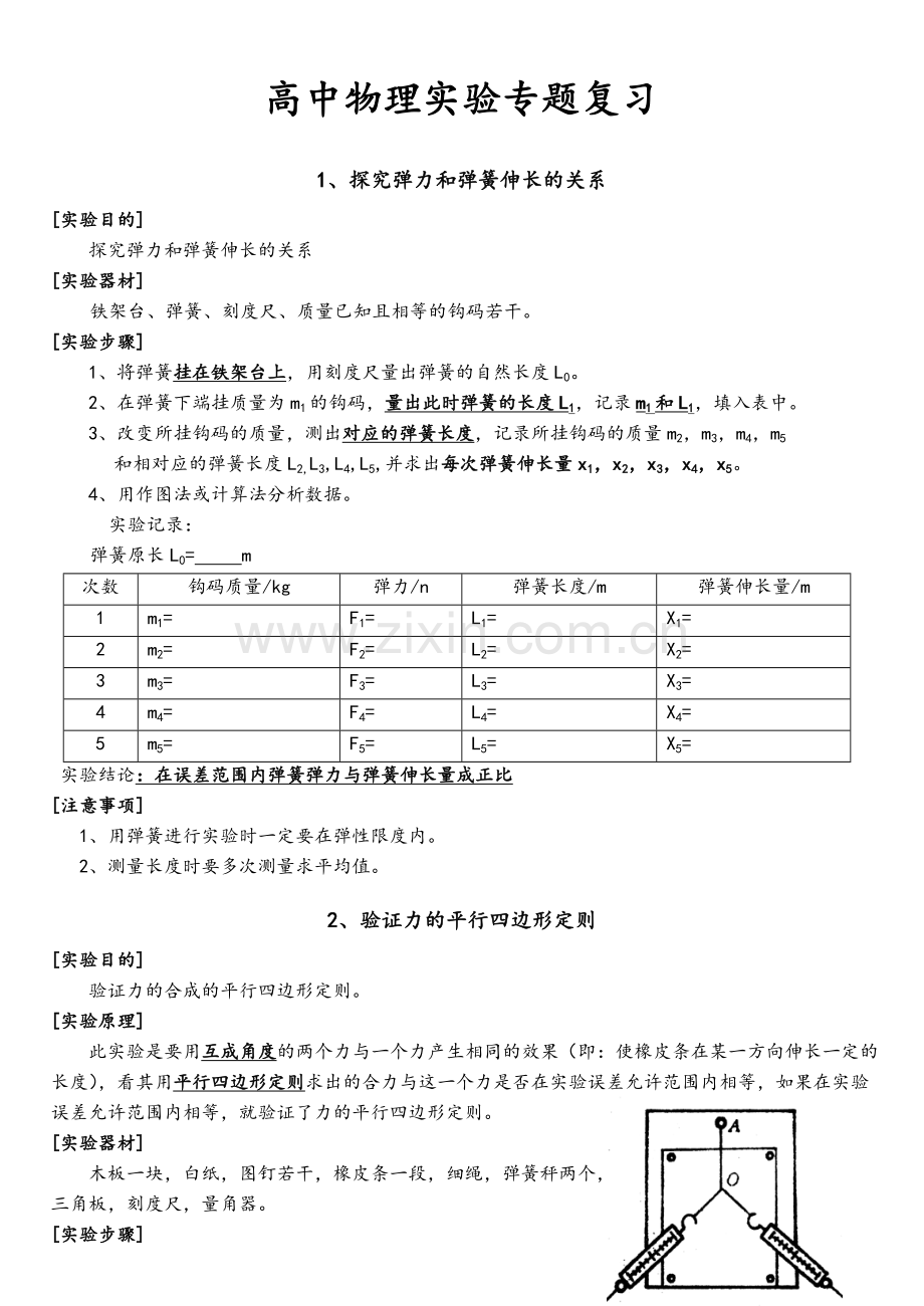 高中物理实验专题复习.doc_第1页