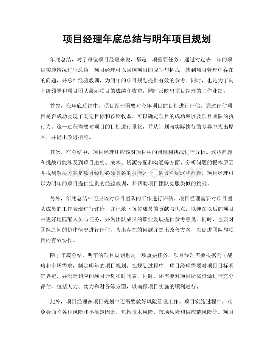 项目经理年底总结与明年项目规划.docx_第1页