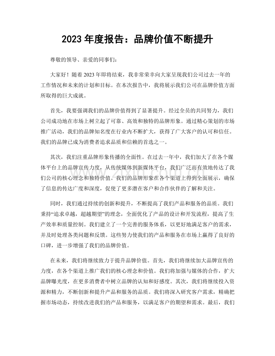 2023年度报告：品牌价值不断提升.docx_第1页