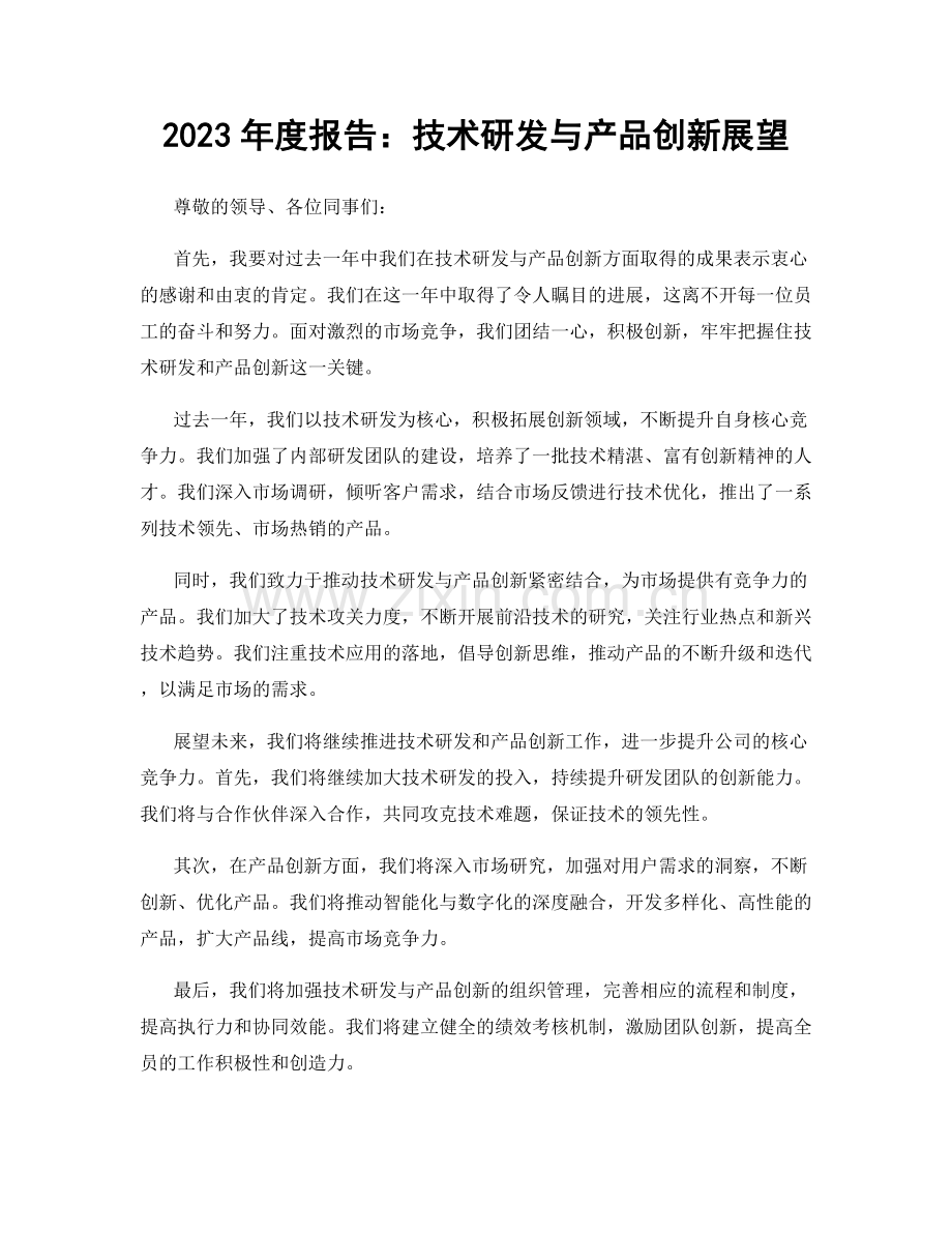 2023年度报告：技术研发与产品创新展望.docx_第1页