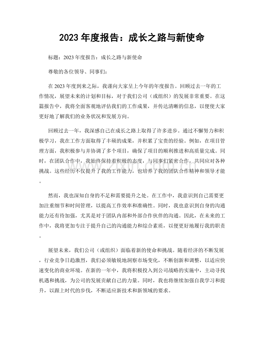 2023年度报告：成长之路与新使命.docx_第1页