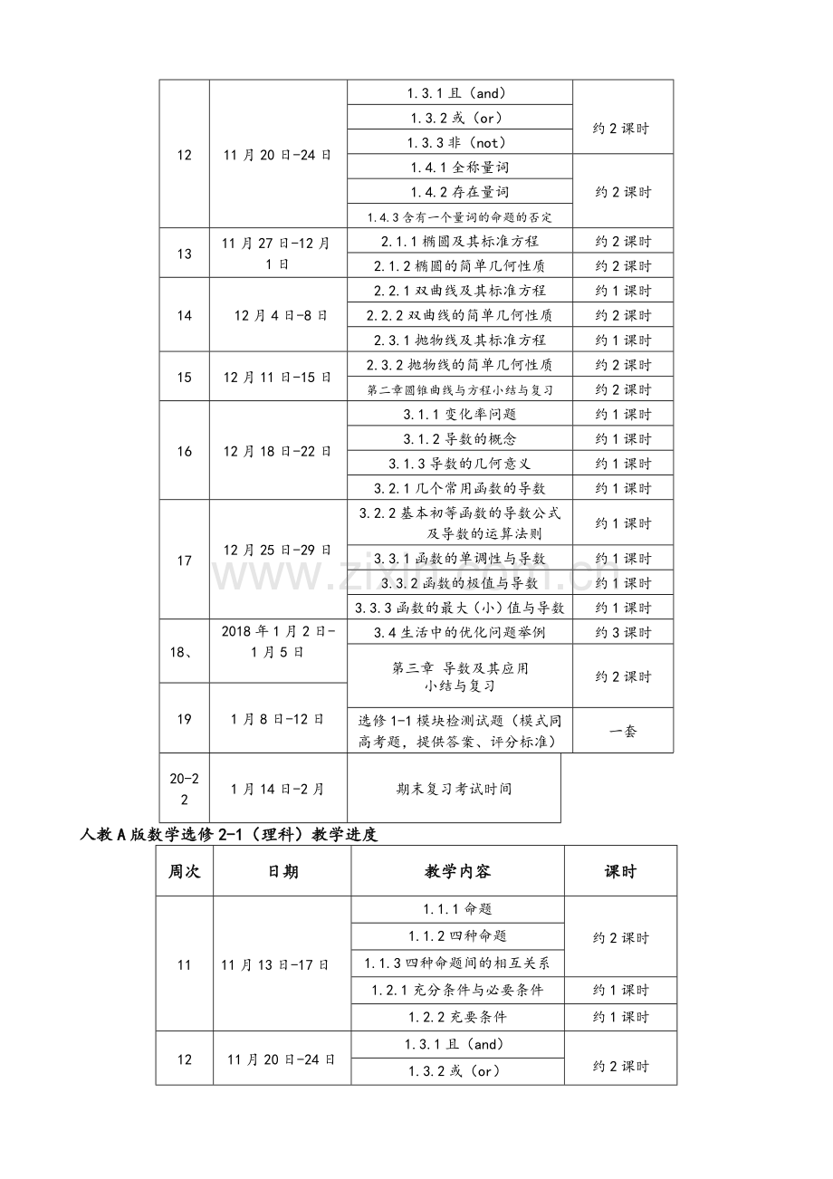 高二数学上学期教学计划.doc_第3页