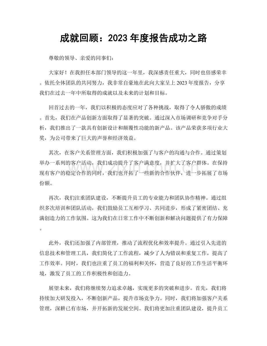 成就回顾：2023年度报告成功之路.docx_第1页