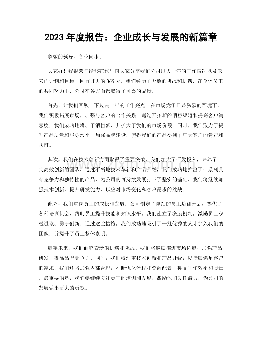 2023年度报告：企业成长与发展的新篇章.docx_第1页