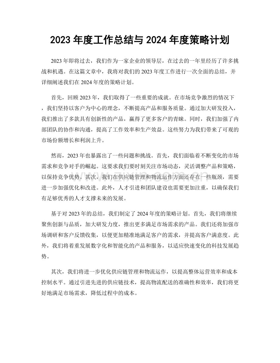 2023年度工作总结与2024年度策略计划.docx_第1页