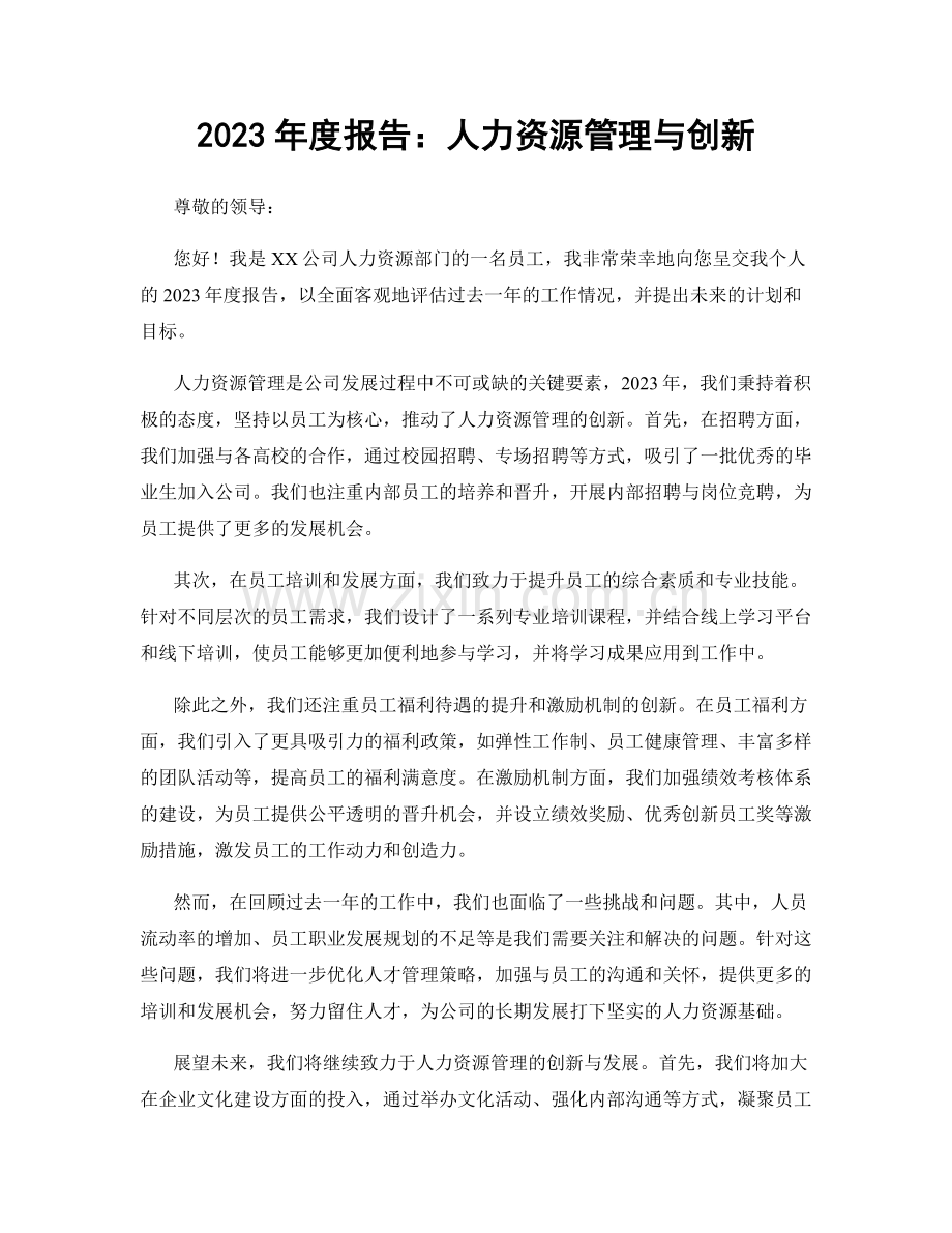 2023年度报告：人力资源管理与创新.docx_第1页