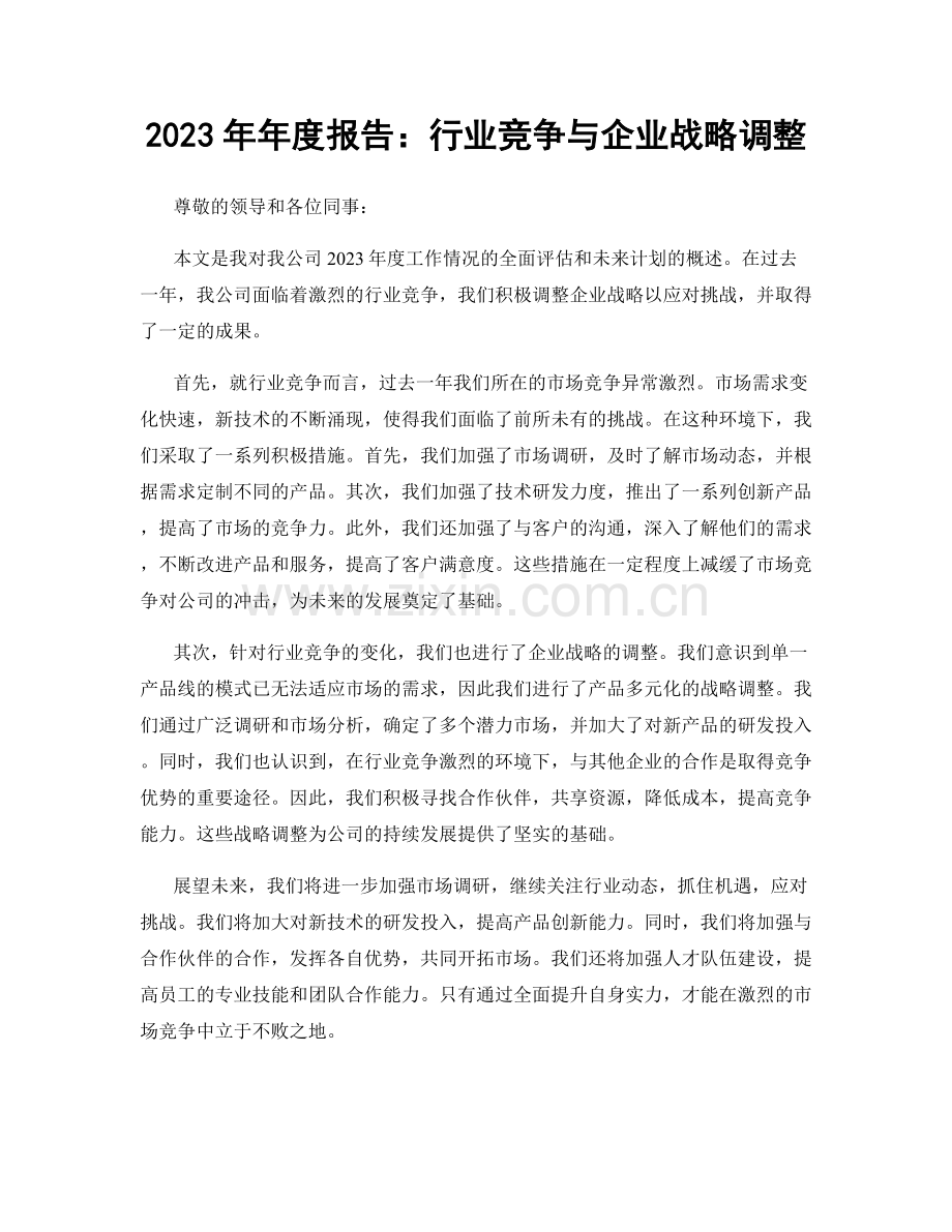 2023年年度报告：行业竞争与企业战略调整.docx_第1页