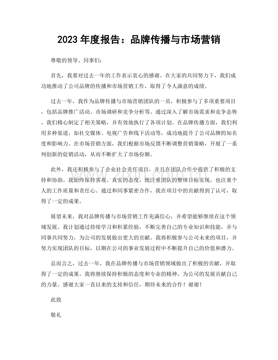 2023年度报告：品牌传播与市场营销.docx_第1页