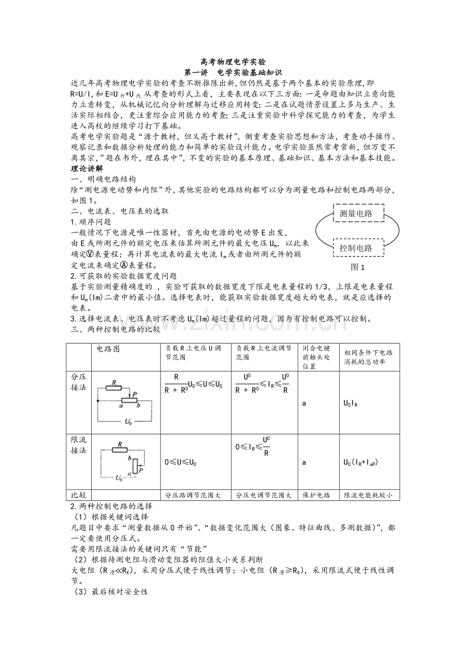 高考物理电学实验复习总结.doc_第1页