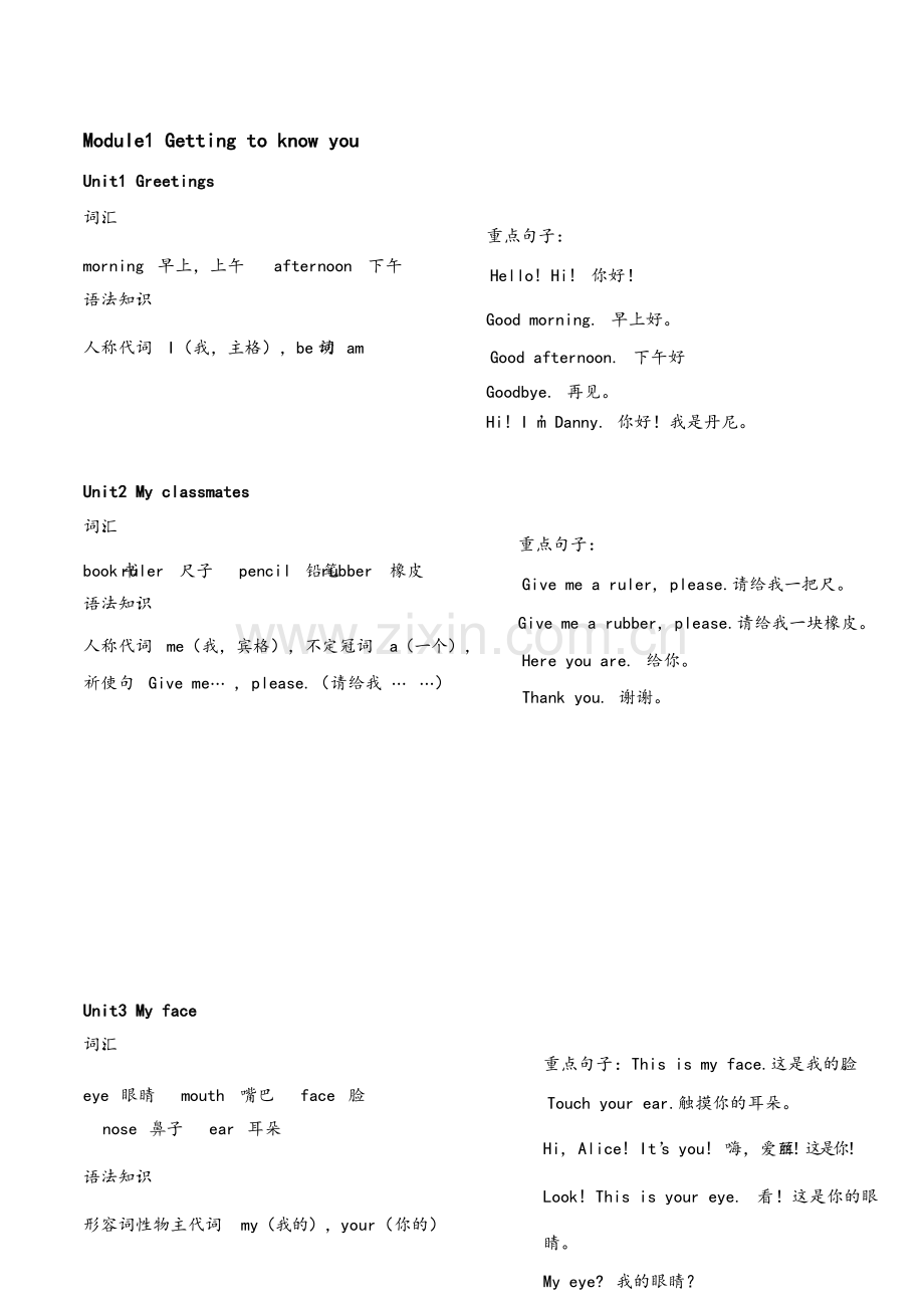 上海牛津英语一年级知识点整理.doc_第1页