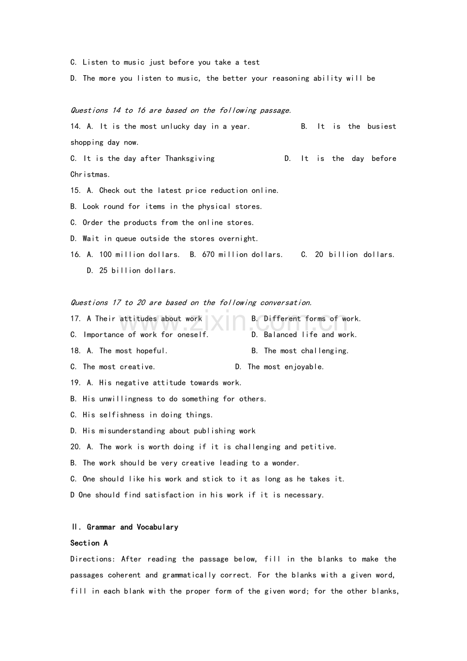 闵行区2018年高三英语一模试卷.doc_第3页