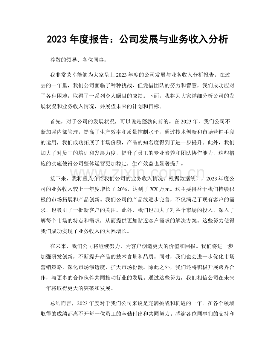 2023年度报告：公司发展与业务收入分析.docx_第1页