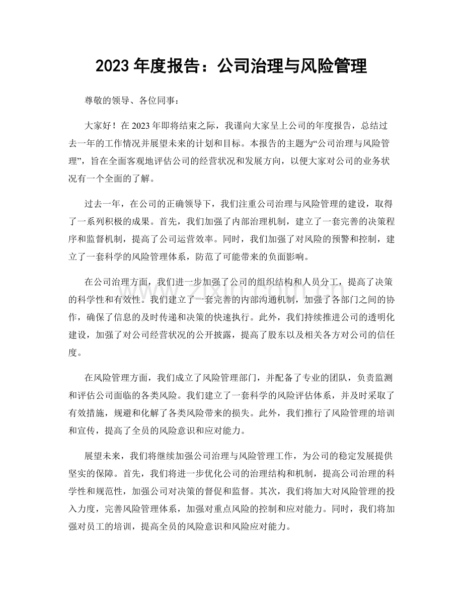 2023年度报告：公司治理与风险管理.docx_第1页