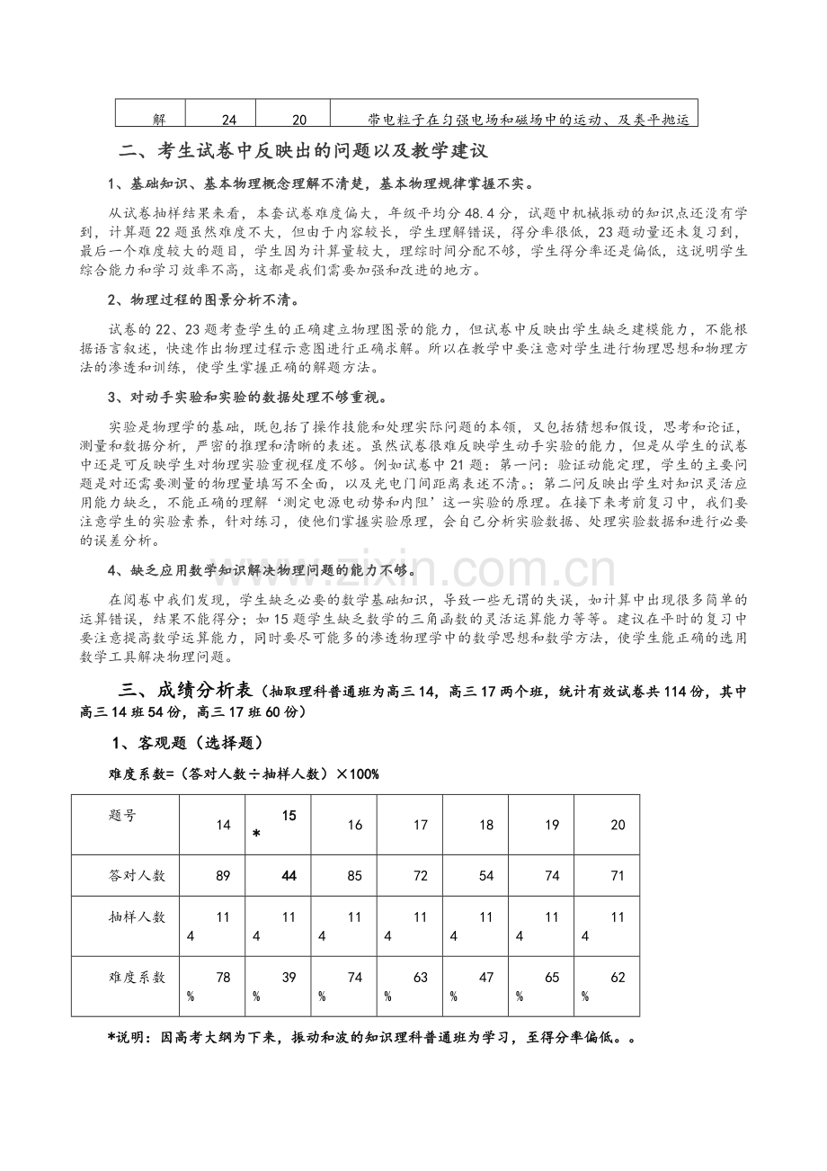 高三物理模拟考试试卷分析.doc_第2页